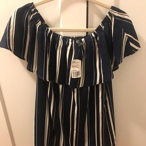 Navy off the shoulder dress